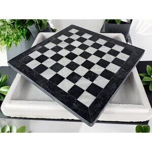 12x12 inch Marble Chess Board, black and white, stone chess board, Gift for him